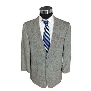 Barrington Tweed Blazer Mens 40R Gray Sports Coat‎ Jacket 2 B Silk Herringbone